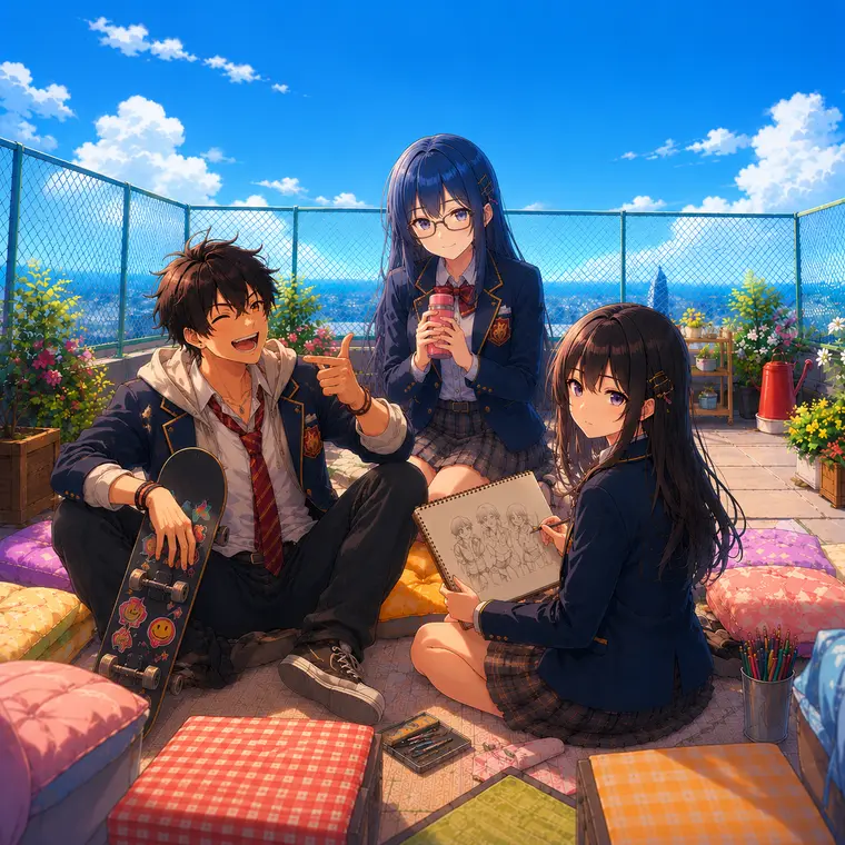 UGotTea The Rooftop Club hangout story world artwork